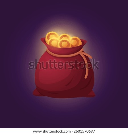 Bag of gold – glowing treasure sack filled with coins