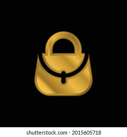 Bag gold plated metalic icon or logo vector