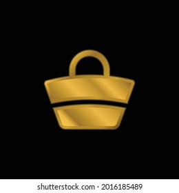 Bag gold plated metalic icon or logo vector