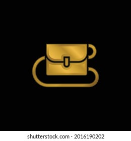 Bag gold plated metalic icon or logo vector