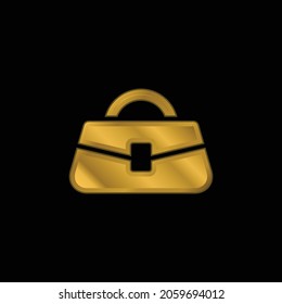 Bag gold plated metalic icon or logo vector