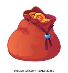 Bag of gold.Sack of gold.Sack of rune.Vector illustration isolated on white background.