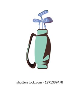 bag with golf clubs isolated icon