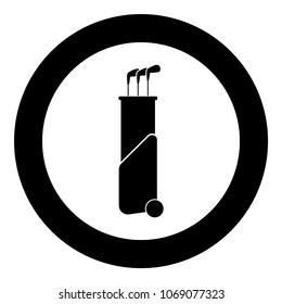 Bag for golf clubs on wheels icon black color