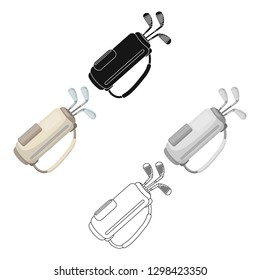 A bag with golf clubs.Golf club single icon in cartoon style vector symbol stock illustration web.