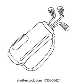 A bag with golf clubs.Golf club single icon in outline style vector symbol stock illustration web.