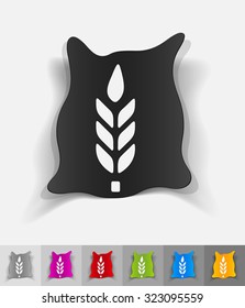 bag of grain paper sticker with shadow. Vector illustration