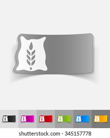 bag of grain paper sticker with shadow. Vector illustration
