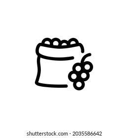 Bag of Grape Fruit Vegetable Food Monoline Symbol Icon Logo for Graphic Design UI UX and Website
