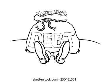 Bag Guy Squished Line Art Vector