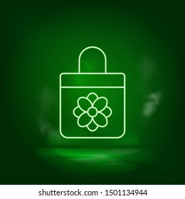 Bag, hand carry, handbag green neon icon - Vector