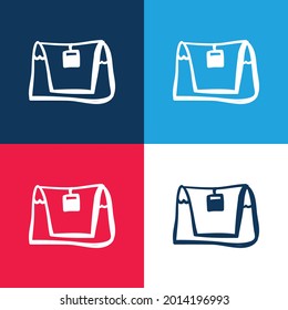 Bag Hand Drawing Vorzeitiges Blau und Rot vier Farben minimaler Icon Set