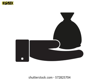 Bag in hand, finance, icon, vector illustration eps10