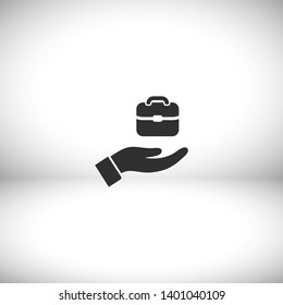 Bag in hand icon , lorem ipsum Flat design