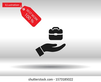 Bag in hand icon , lorem ipsum Flat design