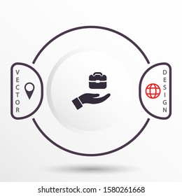 Bag in hand icon , lorem ipsum Flat design