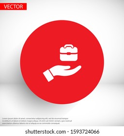 Bag in hand icon , lorem ipsum Flat design
