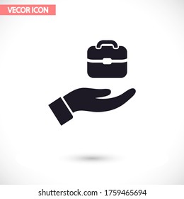 Beutel in der Hand Icon, lorem ipsum Flaches Design