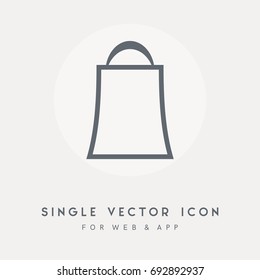 Bag, handle and package design vector icon. Single graphic object. Use for web design and app. Vector pictograph for any use.