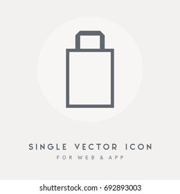 Bag, handle and package design vector icon. Single graphic object. Use for web design and app. Vector pictograph for any use.