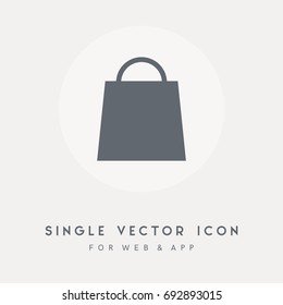 Bag, handle and package design vector icon. Single graphic object. Use for web design and app. Vector pictograph for any use.