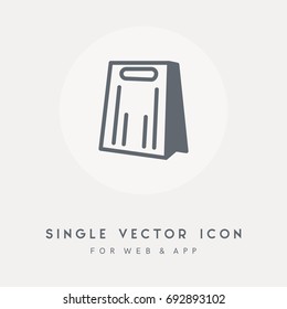 Bag, handle and package design vector icon. Single graphic object. Use for web design and app. Vector pictograph for any use.