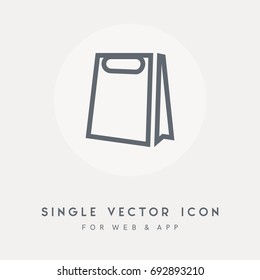 Bag, handle and package design vector icon. Single graphic object. Use for web design and app. Vector pictograph for any use.