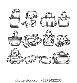 bag handrawn doodle illustrations vector set