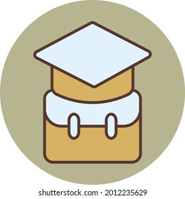 Bag with a hat, illustration, vector on a white background.