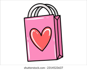 Bag with Heart Icon Illustration