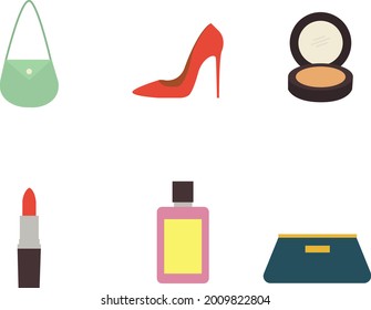 Bag heels lipstick parfume make up icon vector ilustration
