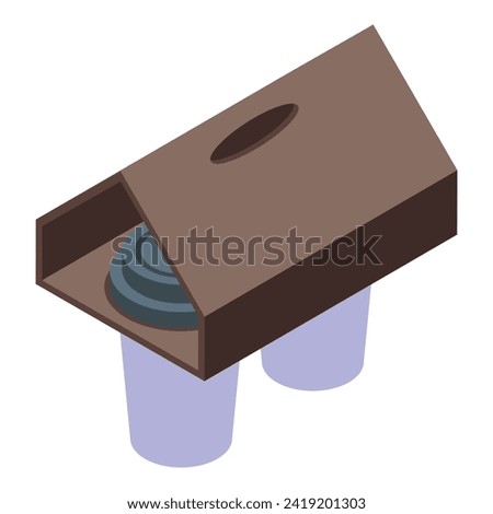 Bag holder cup icon isometric vector. Carton cover. Identity layout
