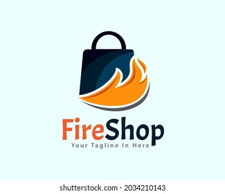 bag hot fire shop logo icon symbol template illustration