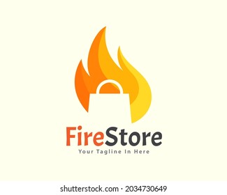 bag hot fire shop logo symbol icon logo template illustration