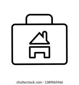 bag with house symbol icon. business bag with house sign symbol- vector