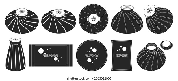 Bag Ice Vector Black Set Icon. Isolated Black Set Icon Cold Pouch. Vector Illustration Bag Ice On White Background.