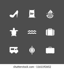 bag icon. 9 bag set with sack, boxing bag, ocean and tourism vector icons for web and mobile app