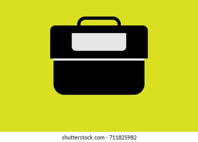 bag icon black illustration vector On a yellow background