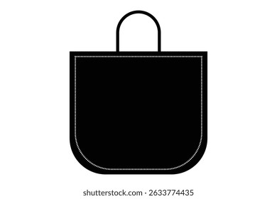 Icono del bolso, bolso negro aislado en el fondo blanco.