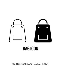 Bag Icon Black with White Background Flat Design Vector Illustration