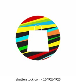 bag icon in circle with variety color  Vector illustration