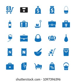 Bag icon. collection of 25 bag filled icons such as luggage, drop counter, case, money sack, bulb, shopping sale, backpack, dollar. editable bag icons for web and mobile.