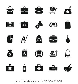 Bag icon. collection of 25 bag filled icons such as dollar, case, backpack, first aid kit, medical kit, bucket, money sack. editable bag icons for web and mobile.
