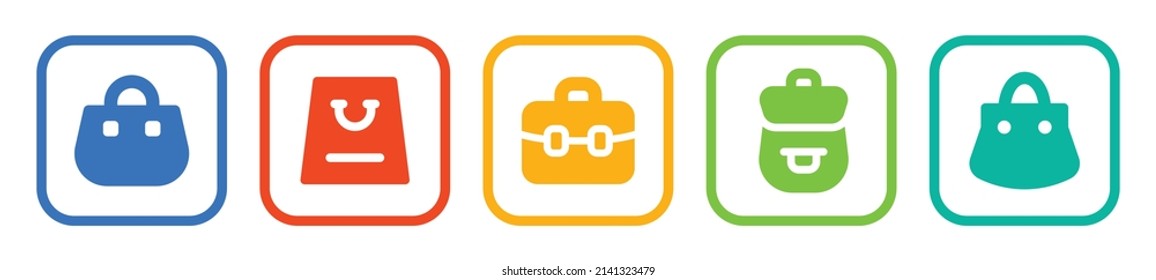 Bag icon collection in colorful design.