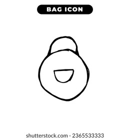 diseño de icono de bolso con forma de contorno dibujado a mano negra