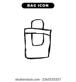 diseño de icono de bolso con forma de contorno dibujado a mano negra