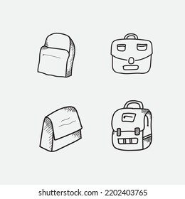 The bag icon design template, with a hand drawn black line style, is suitable for your design needs.