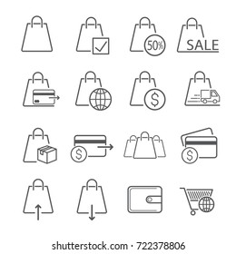 Bag icon designed for trading. Used for website or article. Editable Stroke. vector illustration. 