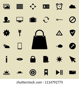 a bag icon. Detailed set of minimalistic icons. Premium graphic design. One of the collection icons for websites, web design, mobile app on colored background