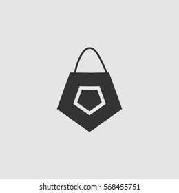 Bag icon flat. Black pictogram on grey background. Vector illustration symbol